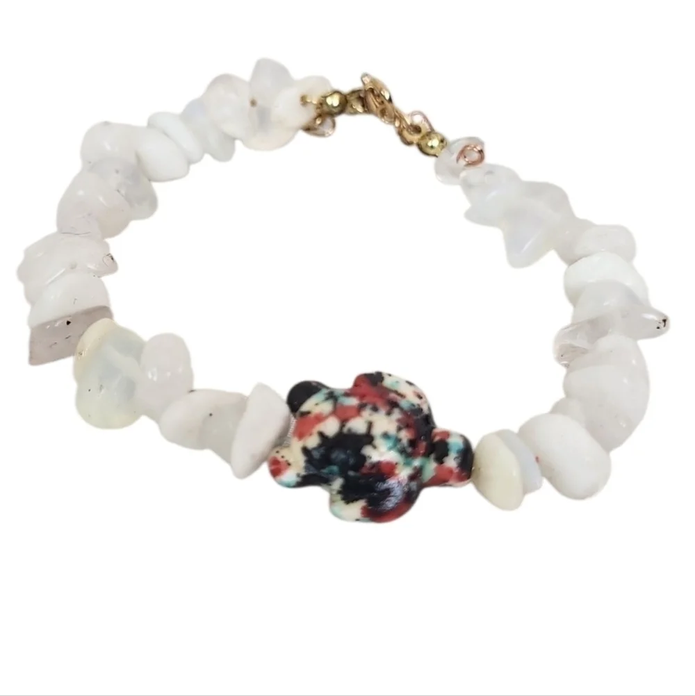 Colorful 3D Sea Turtle Beads Turquoise Opalite Quartz Bracelet